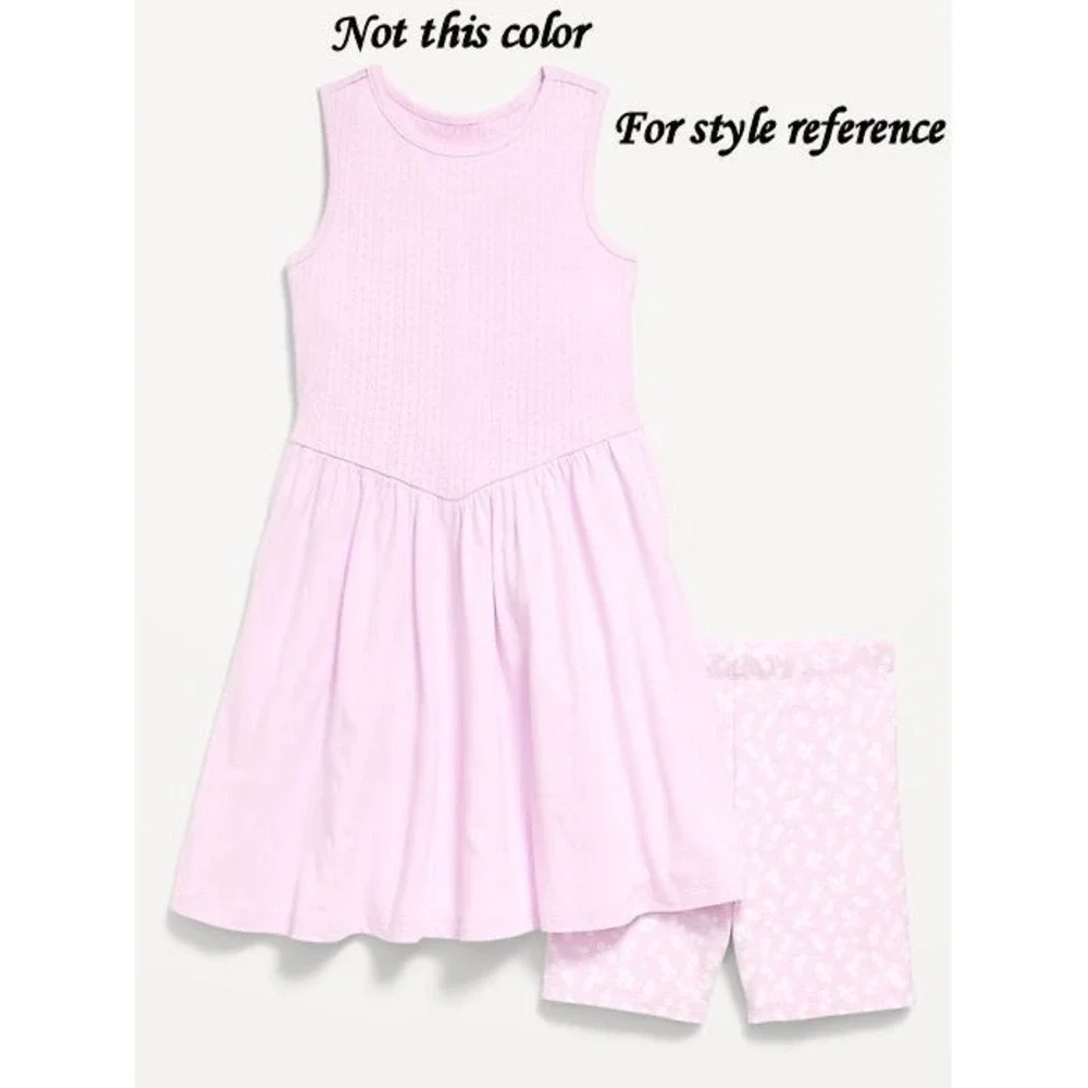 Old Navy Girl's Sleeveless Fit & Flare Dress w/ Biker Shorts - Lilac - S (6/7)
